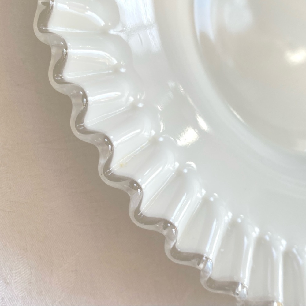 Fenton Petticoat Silver Crest Milk Art Glass Platter
